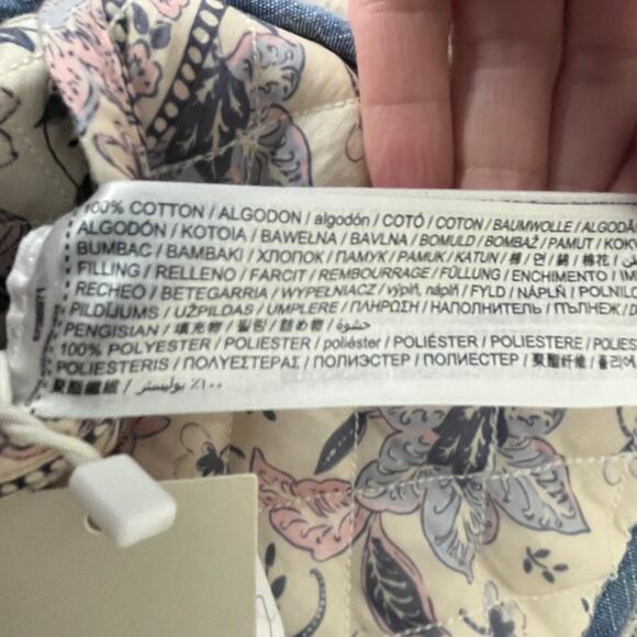 MNG Large Reversible Quilted Crop Jacket Blue Purple Cotton Boxy Oversz Crop NWT - Picture 13 of 14